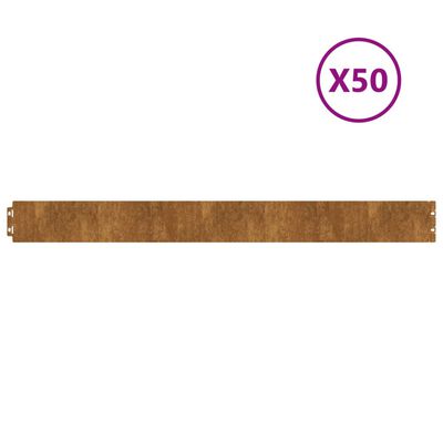 vidaXL 50 db rugalmas corten acél gyepszegély 10 x 103 cm