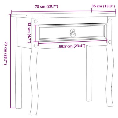 vidaXL Corona tömör fenyőfa konzolasztal 73 x 35 x 73 cm