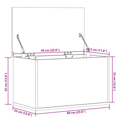 vidaXL füstös tölgy színű szerelt fa tárolóláda 60 x 35 x 35 cm