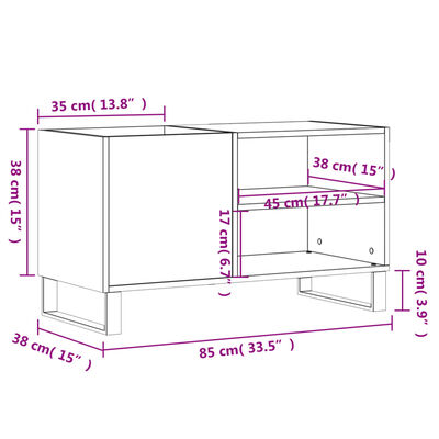 vidaXL szürke sonoma színű szerelt fa hanglemezszekrény 85x38x48 cm