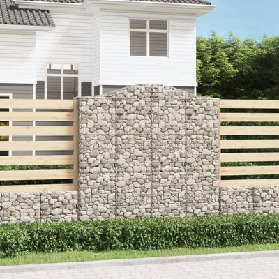 vidaXL 2 db íves horganyzott vas gabion kosár 200x50x200/220 cm