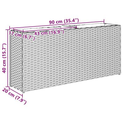 vidaXL 2 db barna polyrattan kerti ültetőláda 2 cseréppel 90x20x40 cm