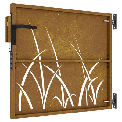 vidaXL fűmintás corten acél kerti kapu 85 x 75 cm