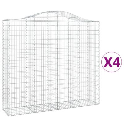 vidaXL 4 db íves horganyzott vas gabion kosár 200x50x180/200 cm