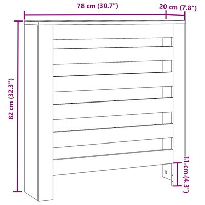 vidaXL füstös tölgy színű szerelt fa radiátorburkolat 78 x 20 x 82 cm