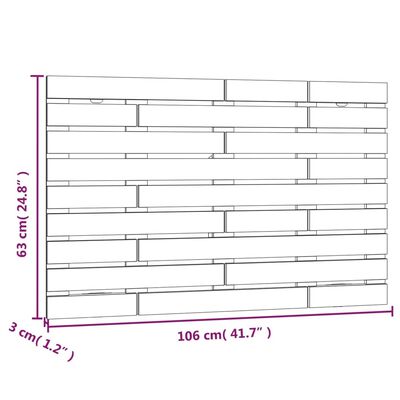 vidaXL tömör fenyőfa fali fejtámla 106 x 3 x 63 cm