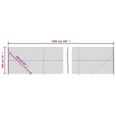 vidaXL zöld drótkerítés illesztőperemmel 2 x 10 m