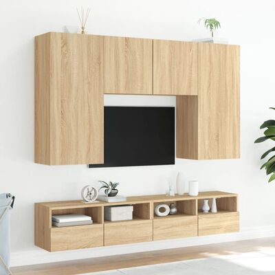 vidaXL 2 db sonoma tölgy színű szerelt fa fali TV-szekrény 80x30x30 cm