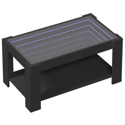 vidaXL fekete szerelt fa dohányzóasztal LED-del 93 x 53 x 45 cm