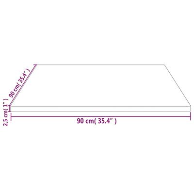 vidaXL tömör fenyőfa négyszögű asztallap 90 x 90 x 2,5 cm