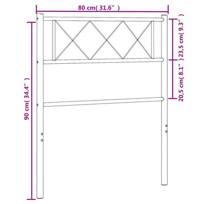 vidaXL fekete fém fejtámla 75 cm