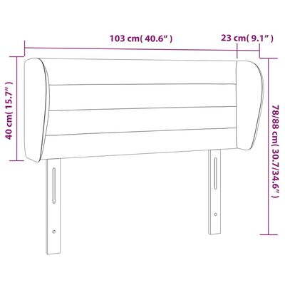 vidaXL sötétszürke szövet fejtámla szárnyakkal 103x23x78/88 cm