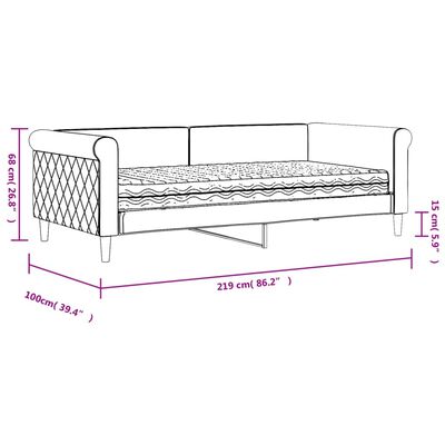 vidaXL világosszürke szövet kanapéágy matraccal 90 x 190 cm
