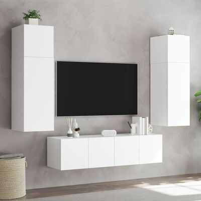 vidaXL 2 db fehér falra szerelhető TV-szekrény LED-ekkel 60x35x41 cm