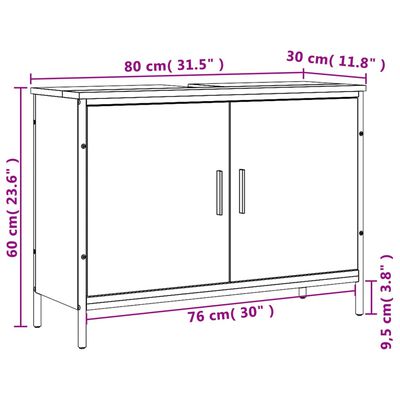 vidaXL szürke sonoma szerelt fa fürdőszobai mosdószekrény 80x30x60 cm