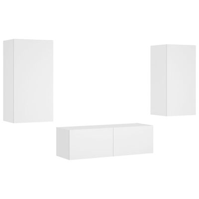 vidaXL 3 darab fehér falra szerelhető TV-szekrény LED-del