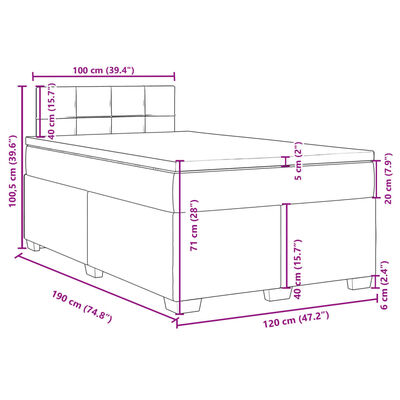 vidaXL fekete bársony rugós ágy matraccal 120x190 cm