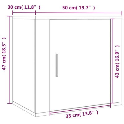 vidaXL 2db barna tölgyszínű falra szerelhető éjjeliszekrény 50x30x47cm