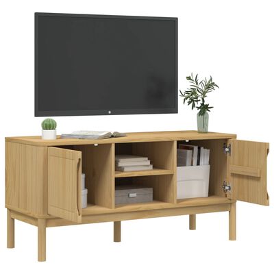 vidaXL FLORO viaszbarna tömör fenyőfa TV-szekrény 114 x 43 x 55 cm