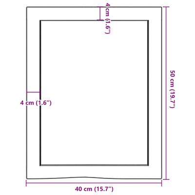 vidaXL sötétbarna kezelt tömör fa fürdőszobai pult 40x50x(2-4) cm