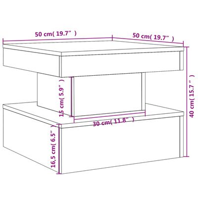 vidaXL fehér dohányzóasztal LED-lámpákkal 50 x 50 x 40 cm