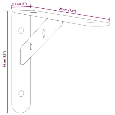 vidaXL 4 db ezüstszínű rozsdamentes acél polctartó 20 x 2,5 x 14 cm