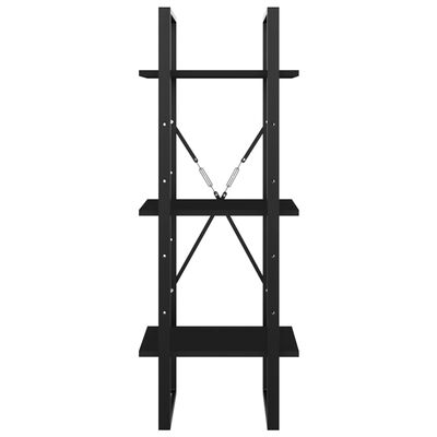 vidaXL 3-szintes fekete szerelt fa könyvszekrény 40 x 30 x 105 cm