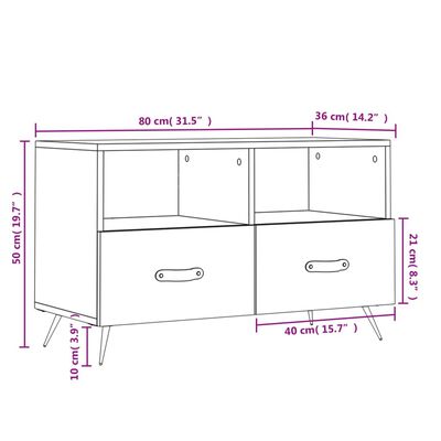 vidaXL szürke sonoma színű szerelt fa TV-szekrény 80x36x50 cm