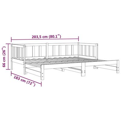 vidaXL tömör fenyőfa kihúzható kanapéágy 90 x 200 cm