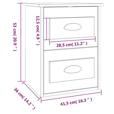 vidaXL 2 db magasfényű fehér fali éjjeliszekrény 41,5 x 36 x 53 cm