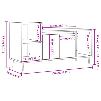 vidaXL szürke sonoma színű szerelt fa TV-szekrény 100x35x55 cm