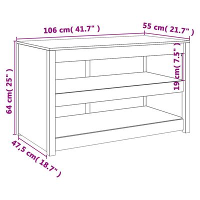 vidaXL fekete tömör fenyőfa kültéri konyhaszekrény 106x55x64 cm