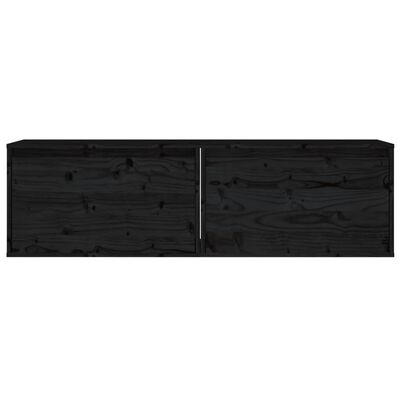 vidaXL 2 darab fekete tömör fenyőfa faliszekrény 60 x 30 x 35 cm