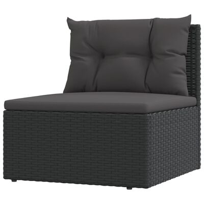 vidaXL 11 részes fekete polyrattan kerti ülőgarnitúra párnákkal