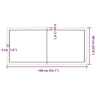 vidaXL világosbarna kezelt tömör asztallap 140x60x(2-6) cm