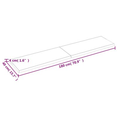 vidaXL sötétbarna kezelt tömör fa fürdőszobai pult 180x40x(2-4) cm