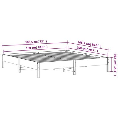 vidaXL viaszbarna tömör fenyőfa ágy matrac nélkül 180 x 200 cm