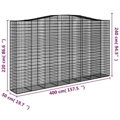 vidaXL 6 db íves horganyzott vas gabion kosár 400x50x220/240 cm