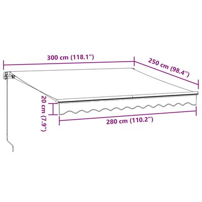 vidaXL barna kézzel kihúzható napellenző 300 x 250 cm