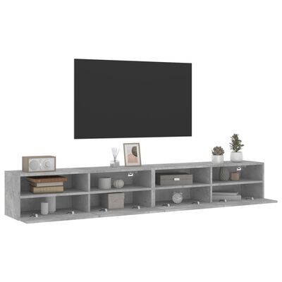 vidaXL 2 db betonszürke szerelt fa fali TV-szekrény 100x30x30 cm