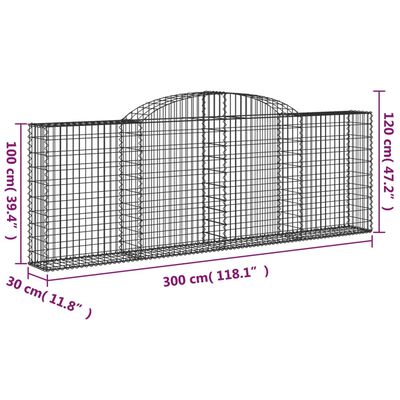 vidaXL 13 db íves horganyzott vas gabion kosár 300 x 30 x 100/120 cm