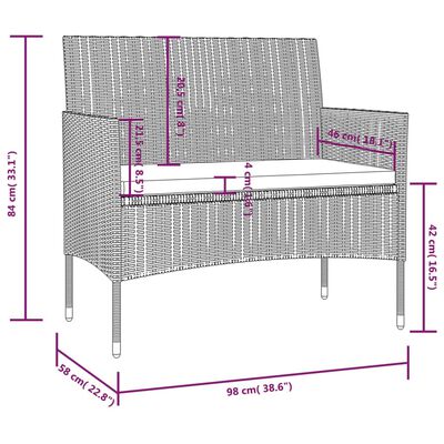 vidaXL 8 részes fekete polyrattan kerti ülőgarnitúra párnákkal