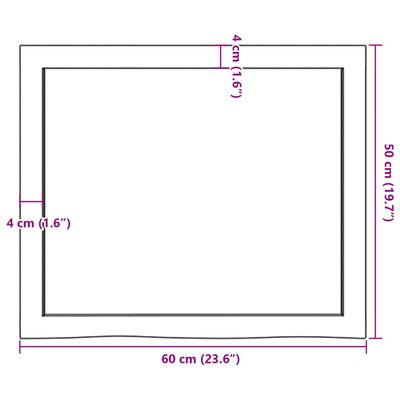 vidaXL sötétbarna kezelt tömör fa fürdőszobai pult 60x50x(2-6) cm