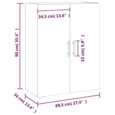 vidaXL betonszürke fali szekrény 69,5x34x90 cm