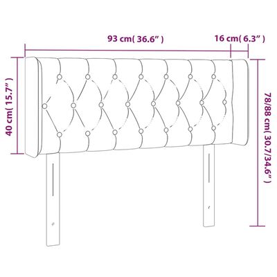 vidaXL sötétbarna szövet LED-es fejtámla 93 x 16 x 78/88 cm