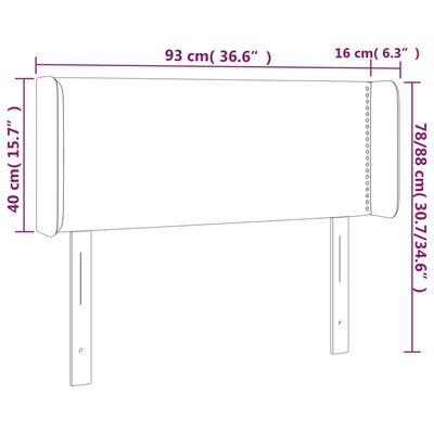 vidaXL világosszürke szövet LED-es fejtámla 93 x 16 x 78/88 cm