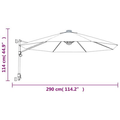 vidaXL sárga falra szerelhető napernyő 290 cm