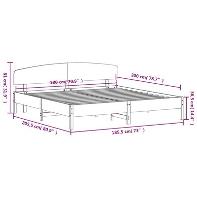 vidaXL tömör fenyőfa ágy matrac nélkül 180 x 200 cm