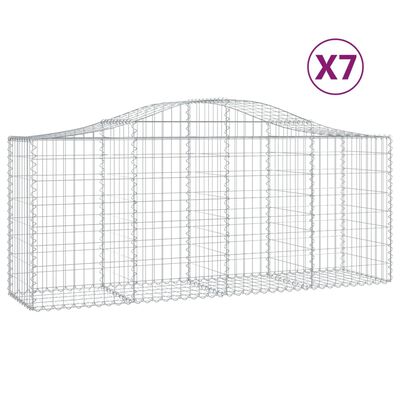 vidaXL 7 db íves horganyzott vas gabion kosár 200x50x80/100 cm