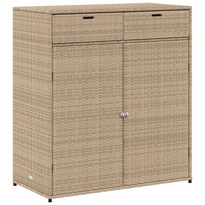 vidaXL bézs polyrattan kerti tárolószekrény 105 x 55 x 113 cm